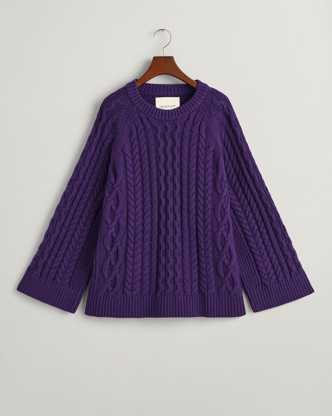 Maglia girocollo oversize a trecce