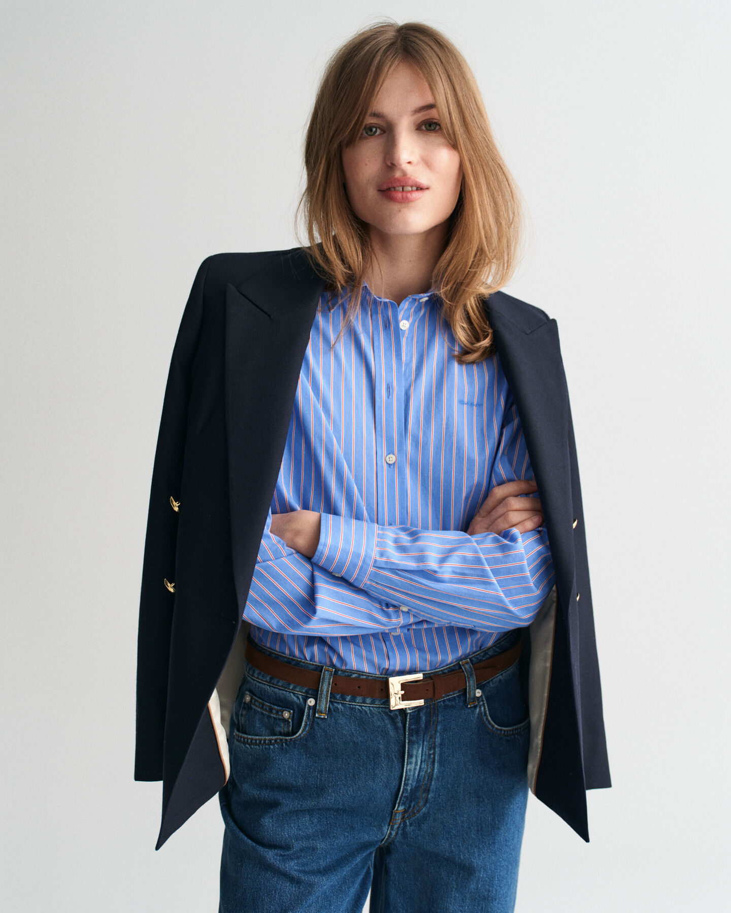 Camicia classica in popeline a righe regular fit