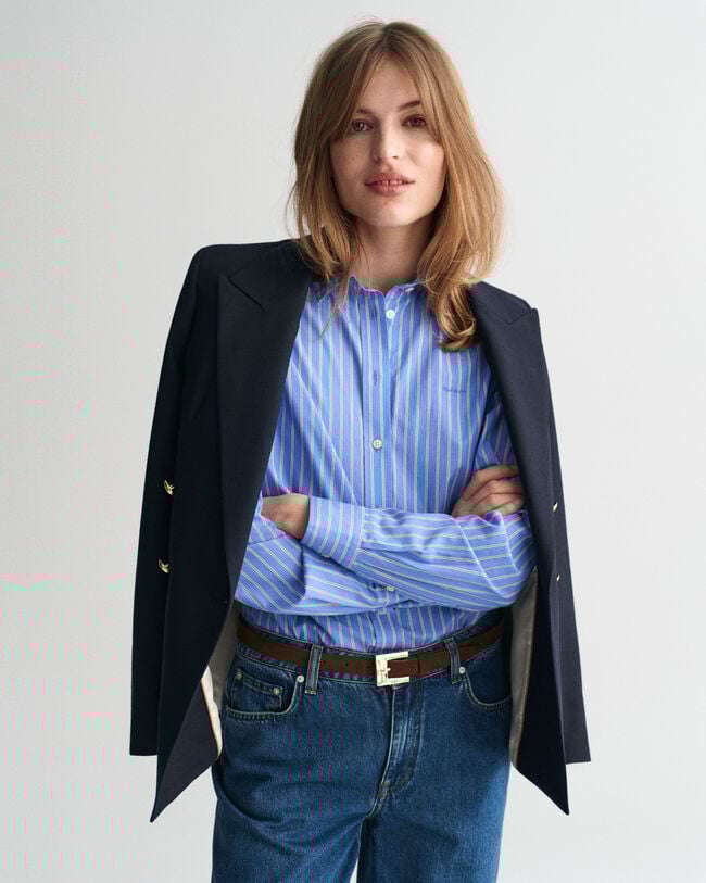 Camicia classica in popeline a righe regular fit