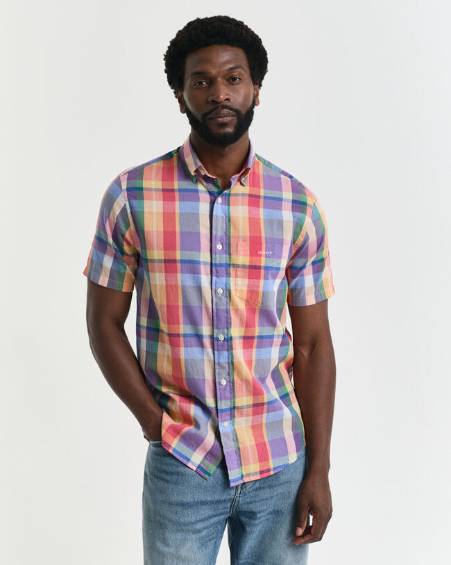 Camicia in madras indiano maniche corte regular fit