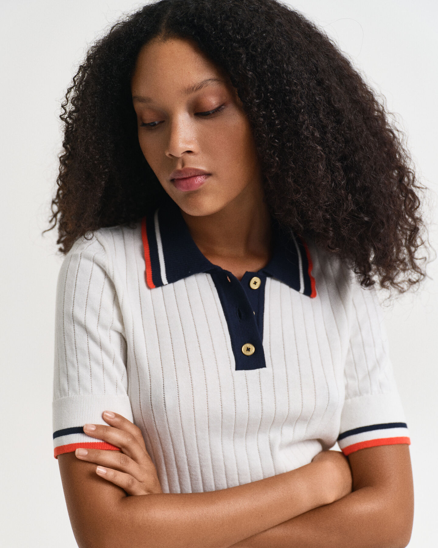 Rugger a maniche corte a coste a contrasto