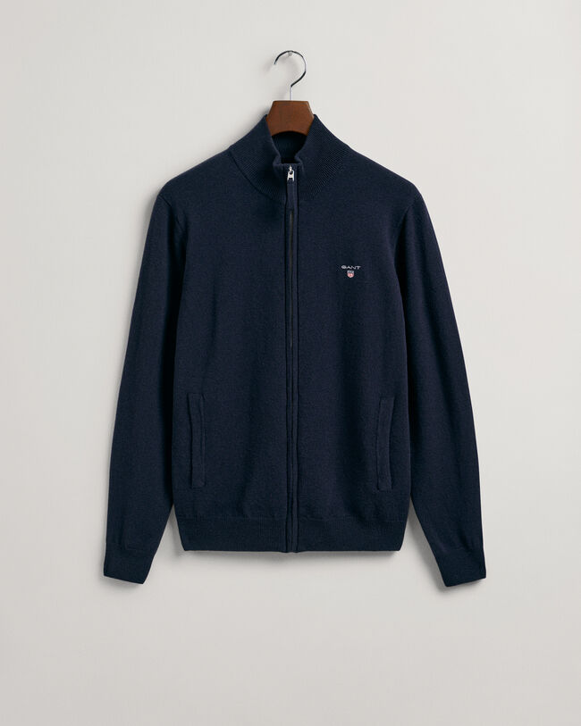 Cardigan con zip in lana d’agnello extrafine