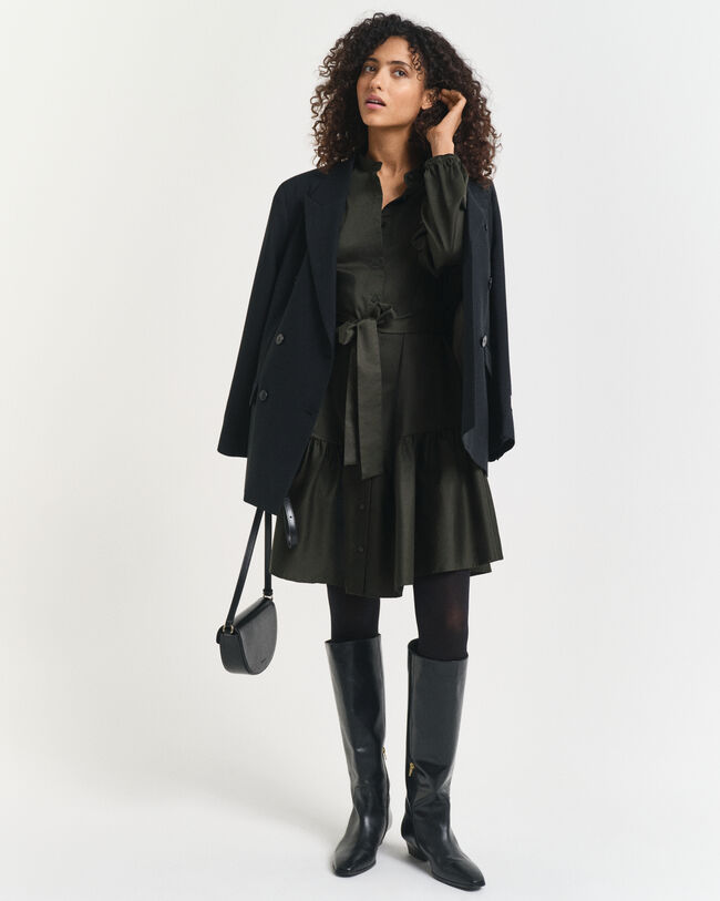 Abito a maniche lunghe in morbido raso di cotone