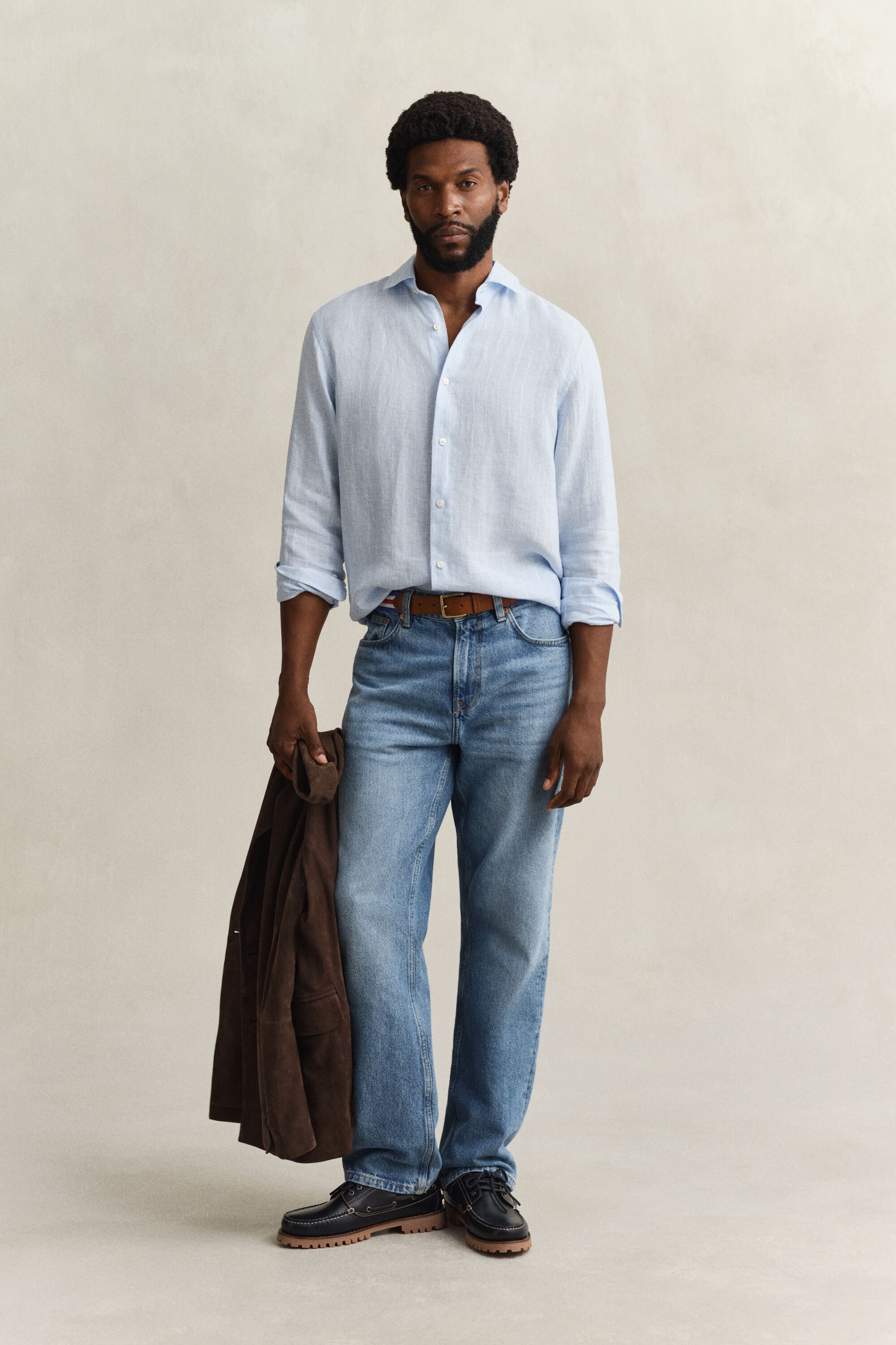 Camicia a righe in lino