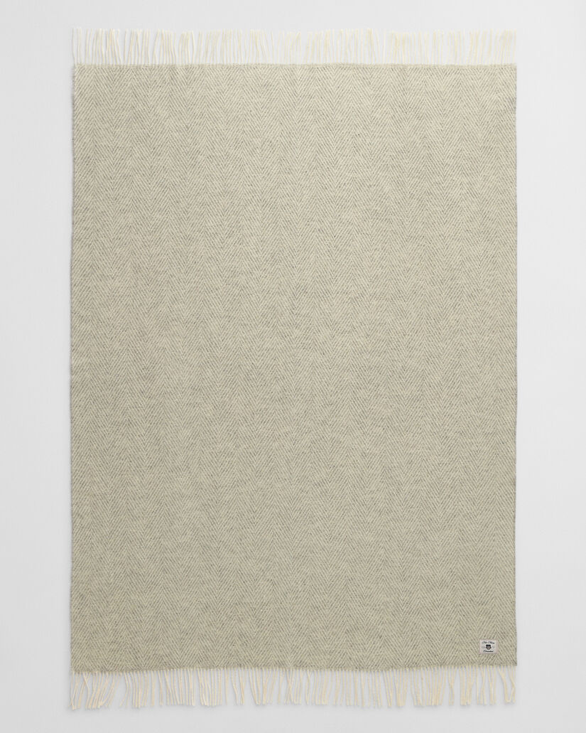 Coperta in lana con motivo a spina di pesce