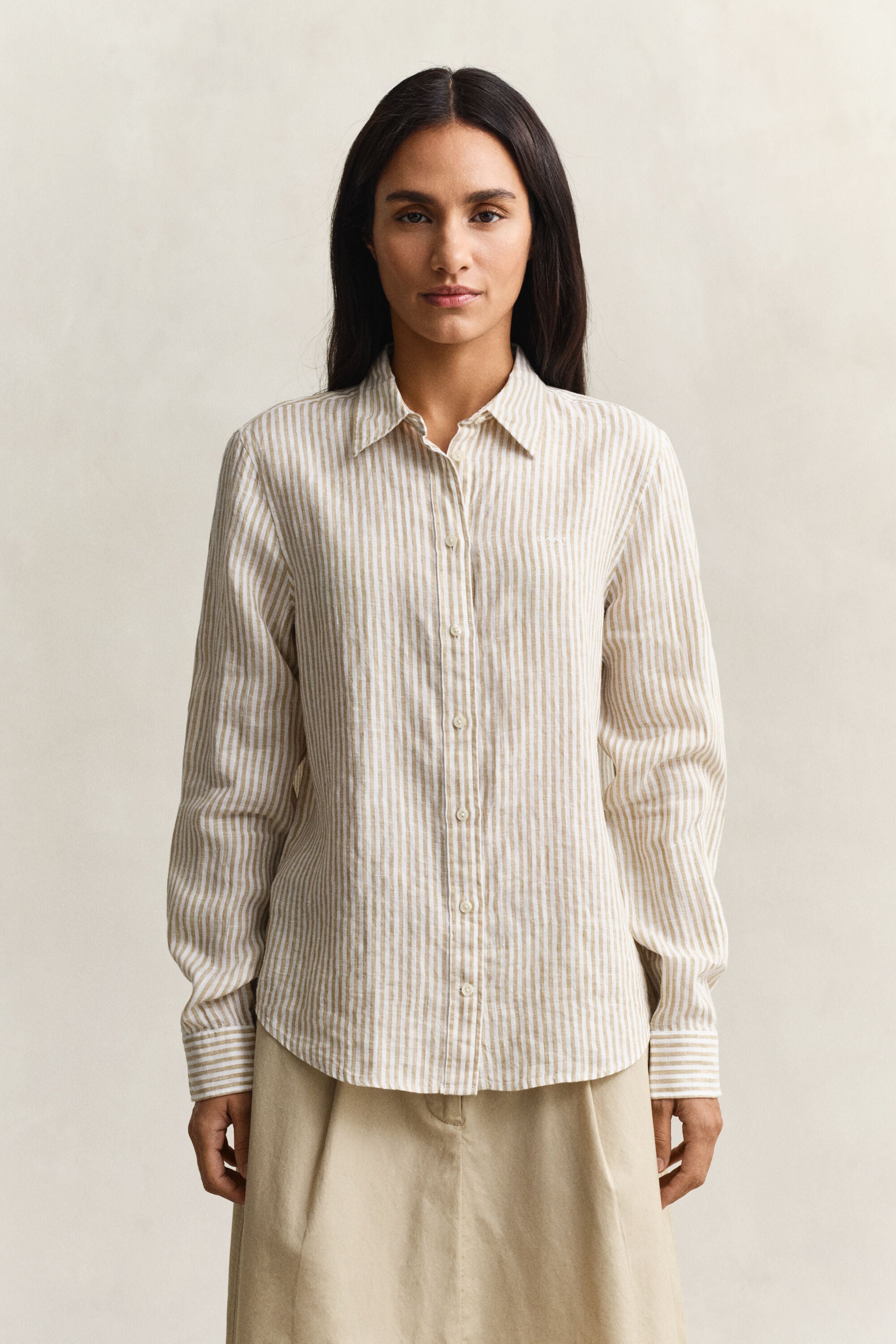 Camicia di lino a righe regular fit