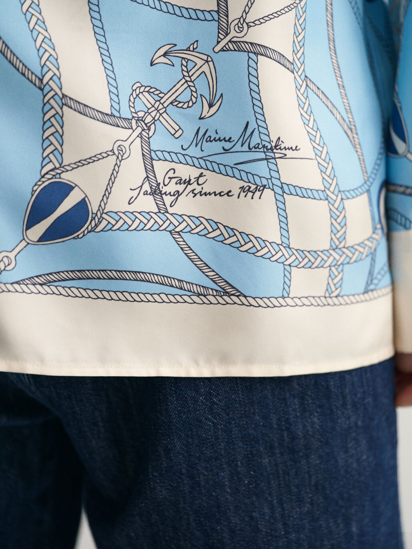 Camicia di seta con stampa Sailing relaxed fit