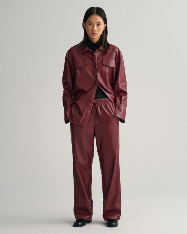 Pantaloni pull-on in finta pelle relaxed fit