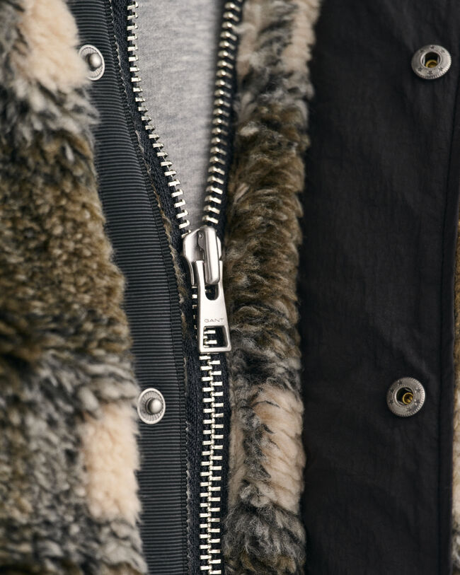 Giacca in pile a quadri con zip