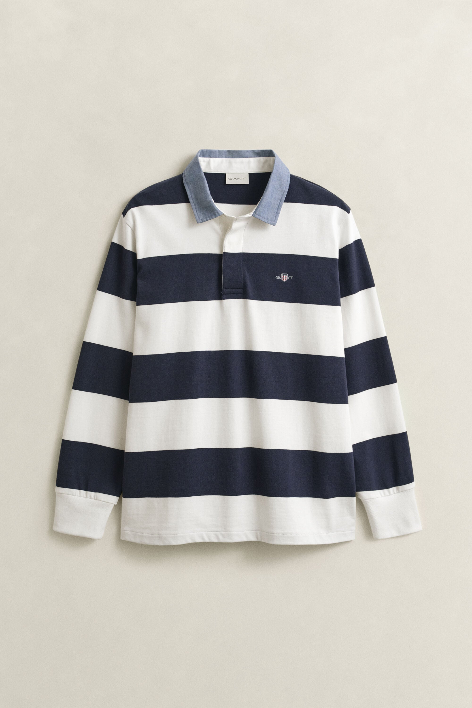 Heavy Rugger a righe con colletto in chambray