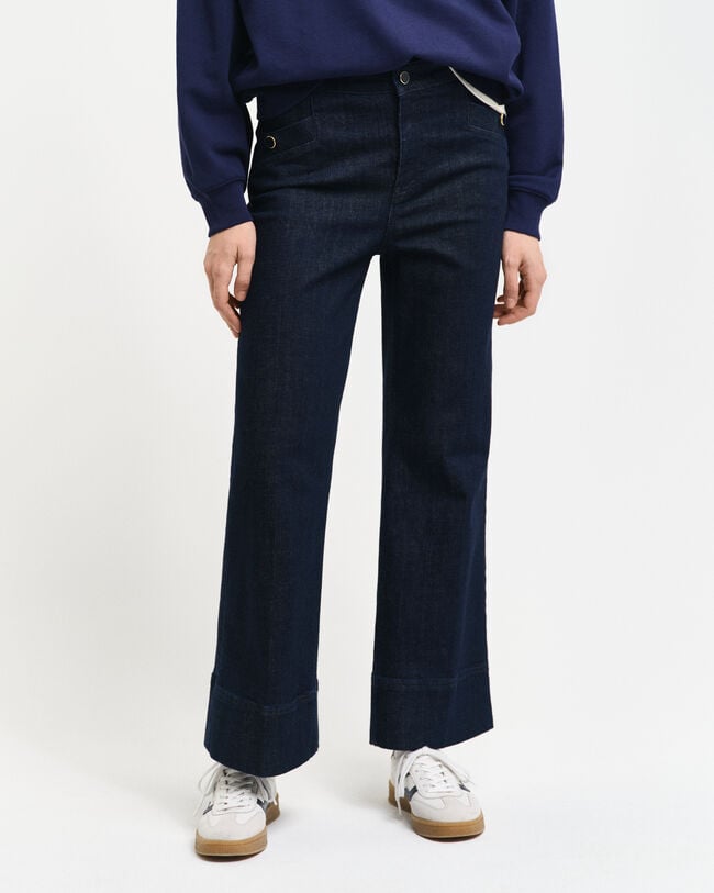 Jeans in denim stropicciato alla caviglia