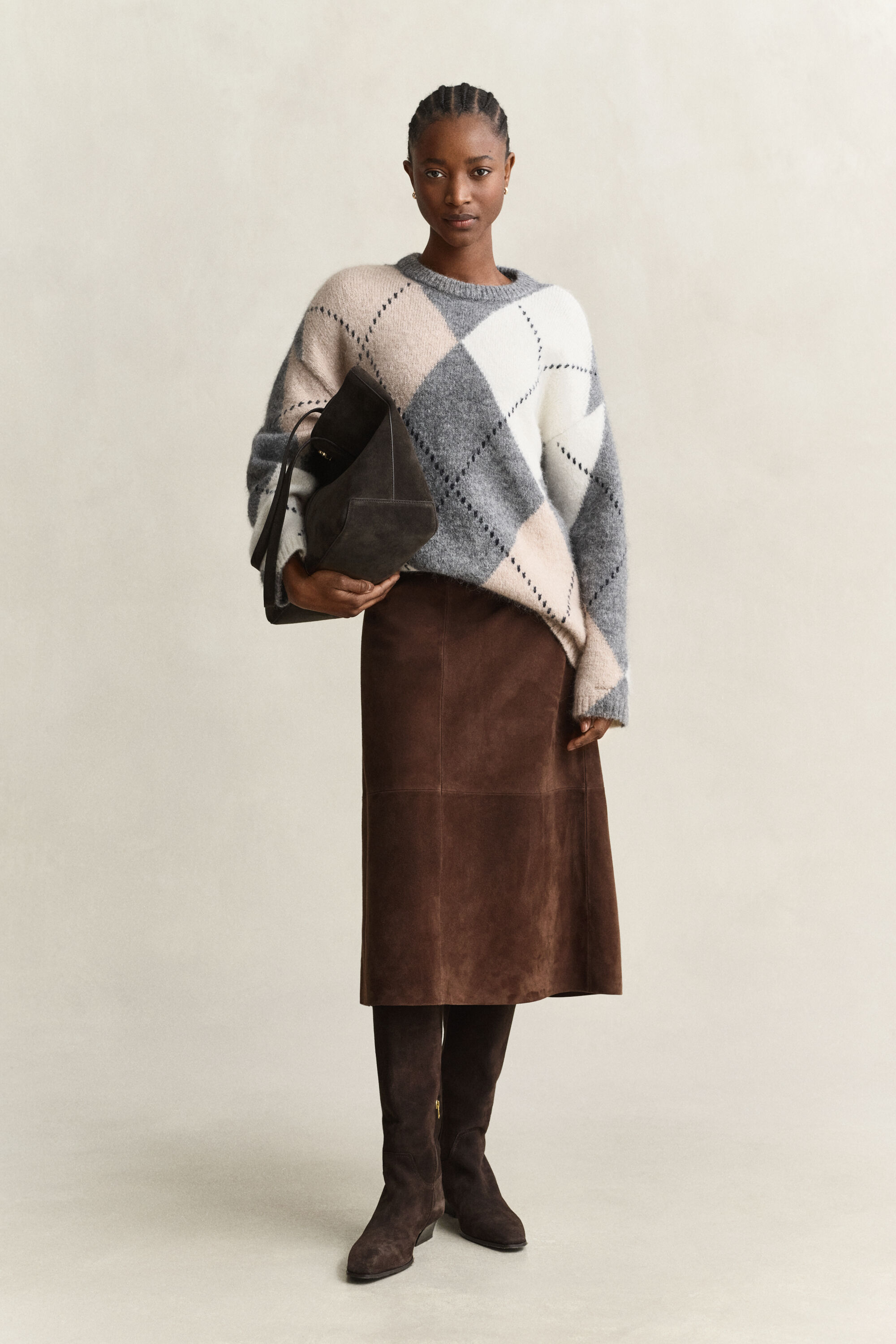 Maglia a rombi in misto lana d'alpaca