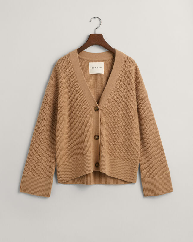 Cardigan in lana a coste