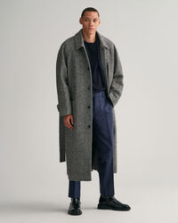 Pantaloni con motivo a spina di pesce stretti in fondo