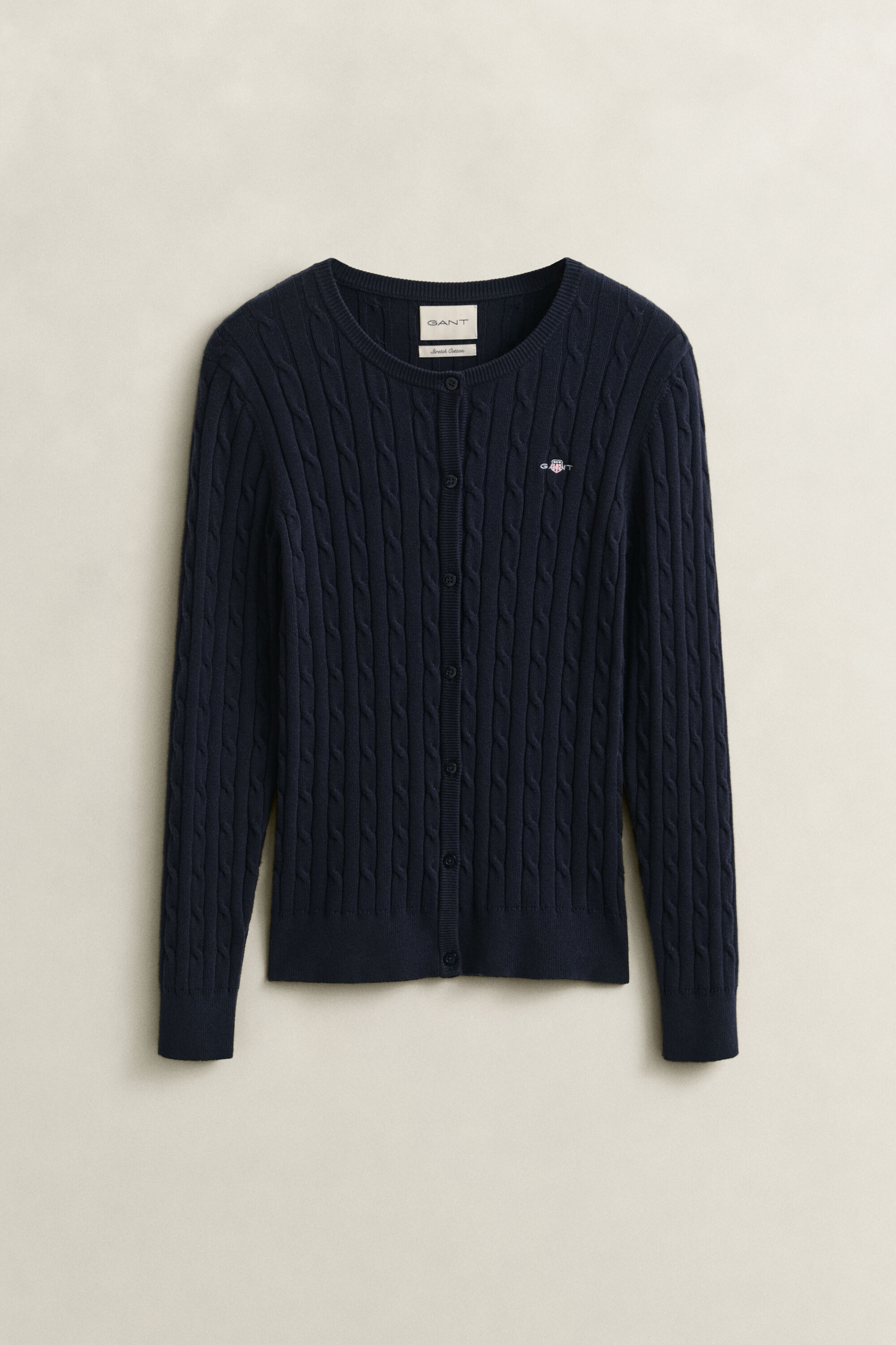Cardigan in maglia di cotone elasticizzato a trecce