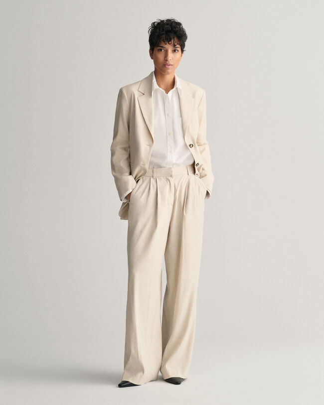 Pantaloni sartoriali elasticizzati in lino relaxed fit