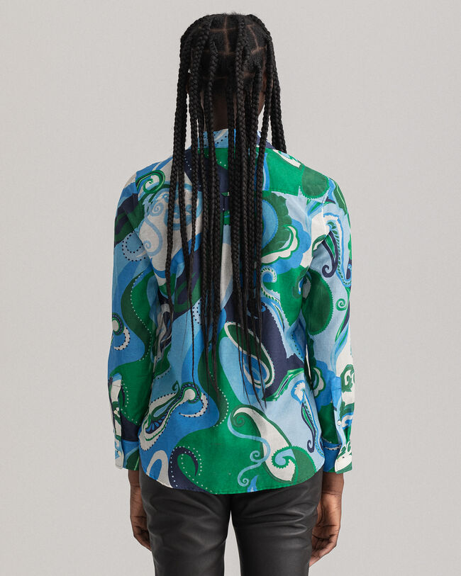 Camicia in misto cotone e seta cachemire regular fit