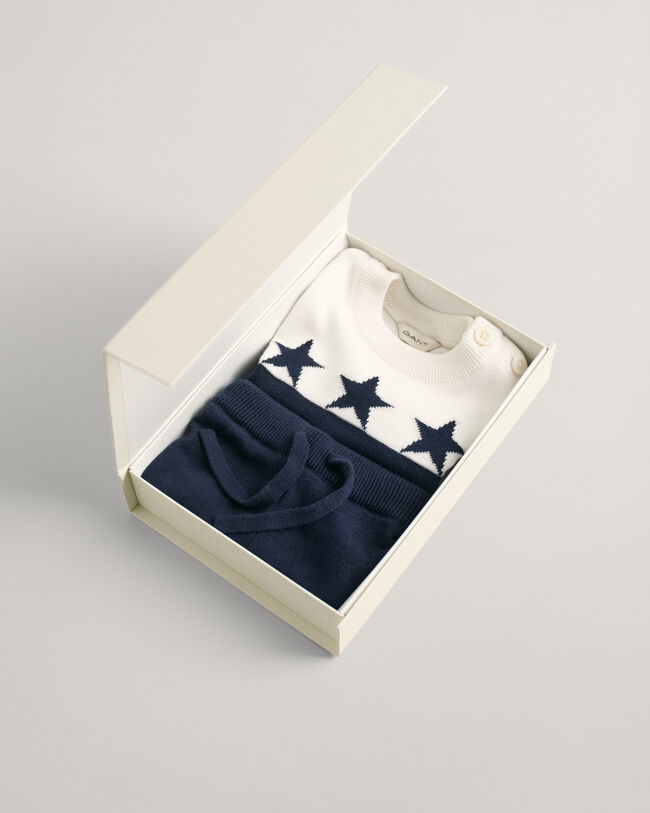 Set lavorato a maglia stelle e G Baby