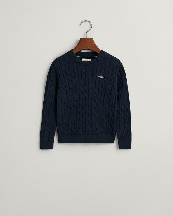 Maglia girocollo in cotone a trecce Shield Kids