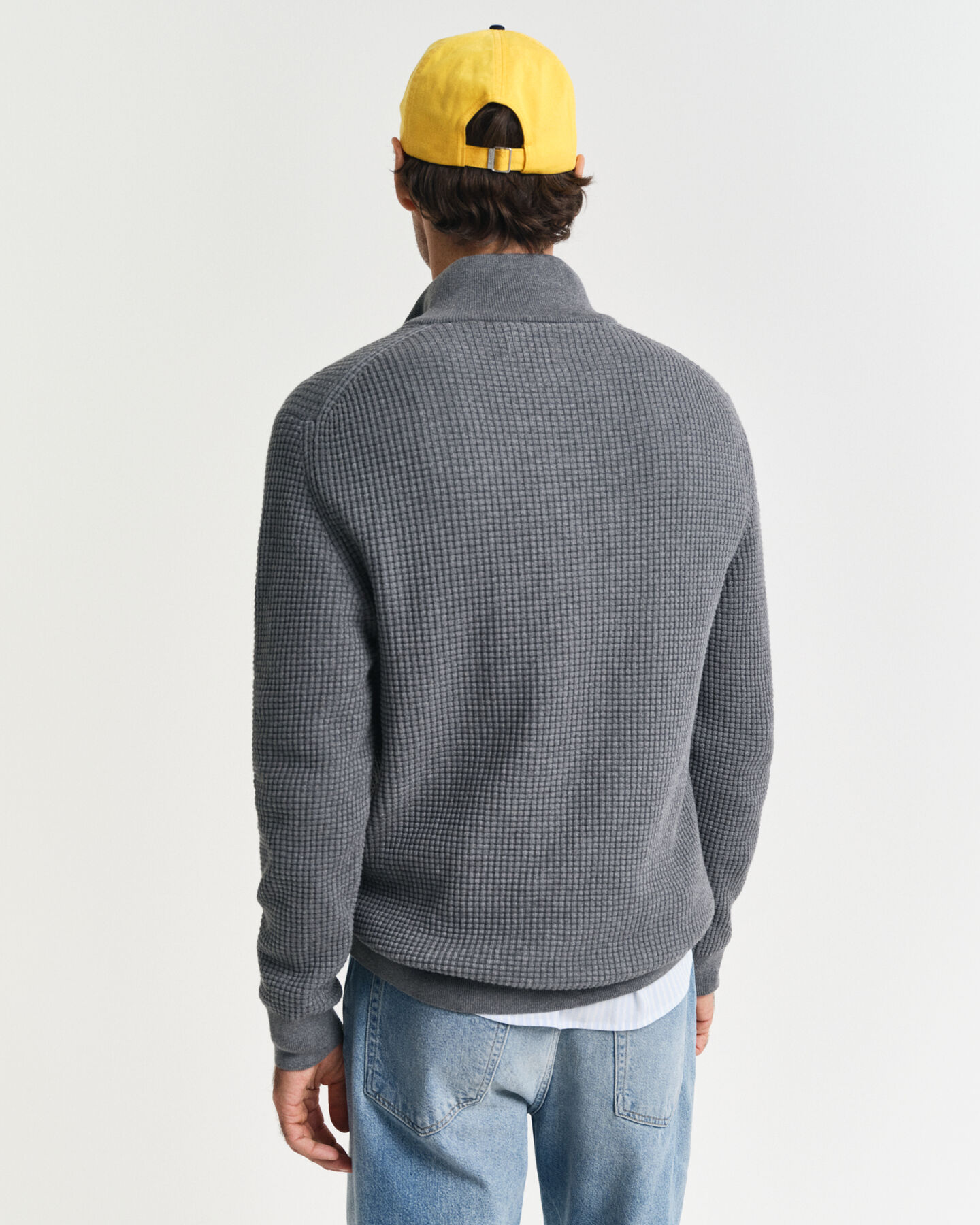 Maglia in cotone testurizzato con zip corta