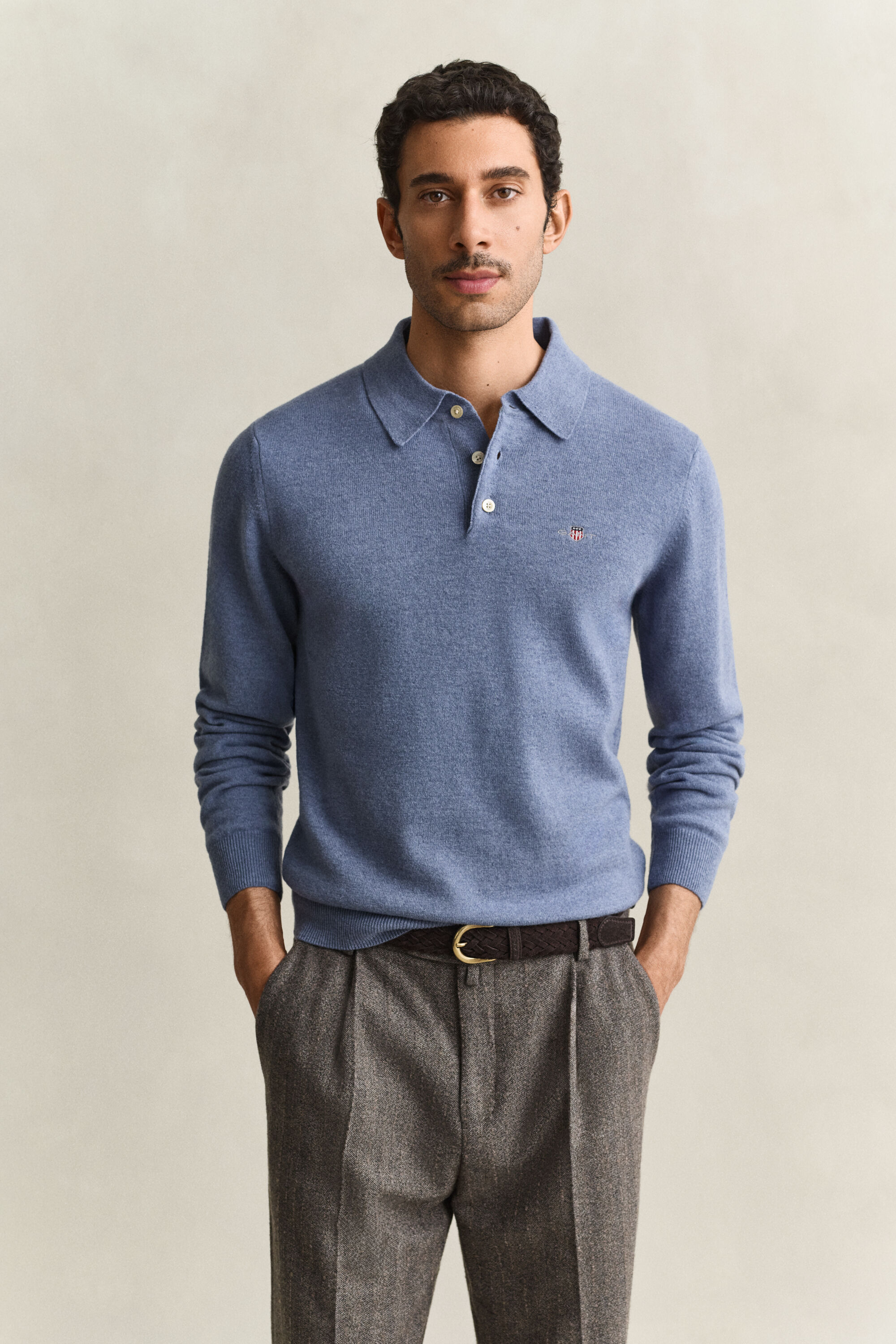 Maglia polo in finissima lana d’agnello