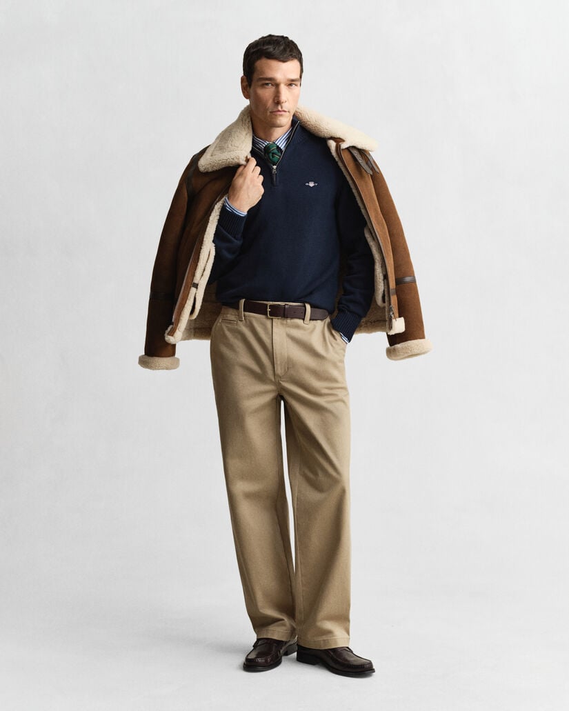 Maglia in cotone casual con zip corta