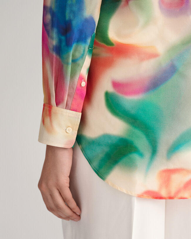 Camicia in misto cotone-seta con stampa floreale relaxed fit