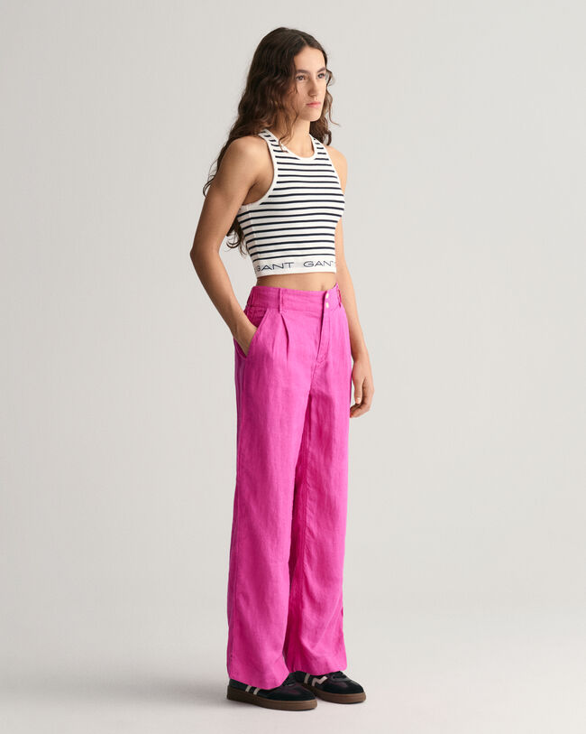 Pantaloni in lino plissettata a gamba larga Teen Girls