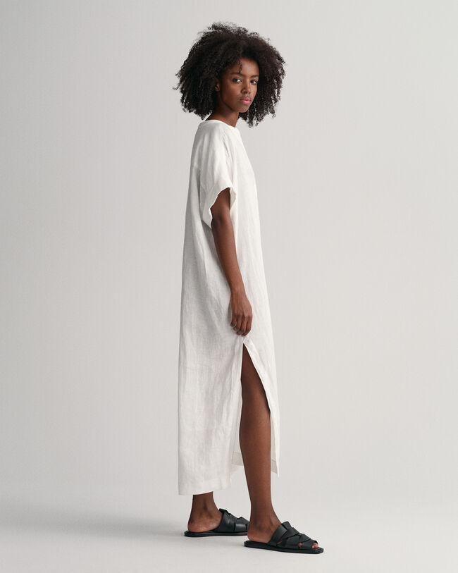 Caftano in lino con maniche corte