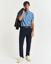 Pantaloni chino in lino e cotone slim fit