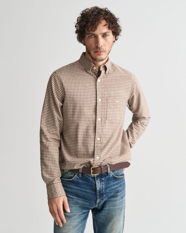 Camicia in flanella a microquadretti regular fit