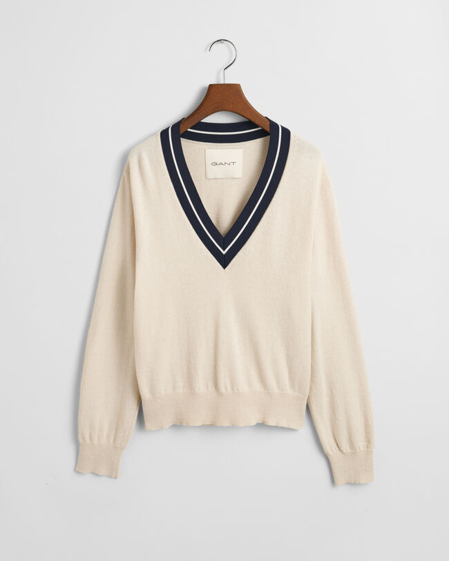 Maglia con scollo a V a contrasto