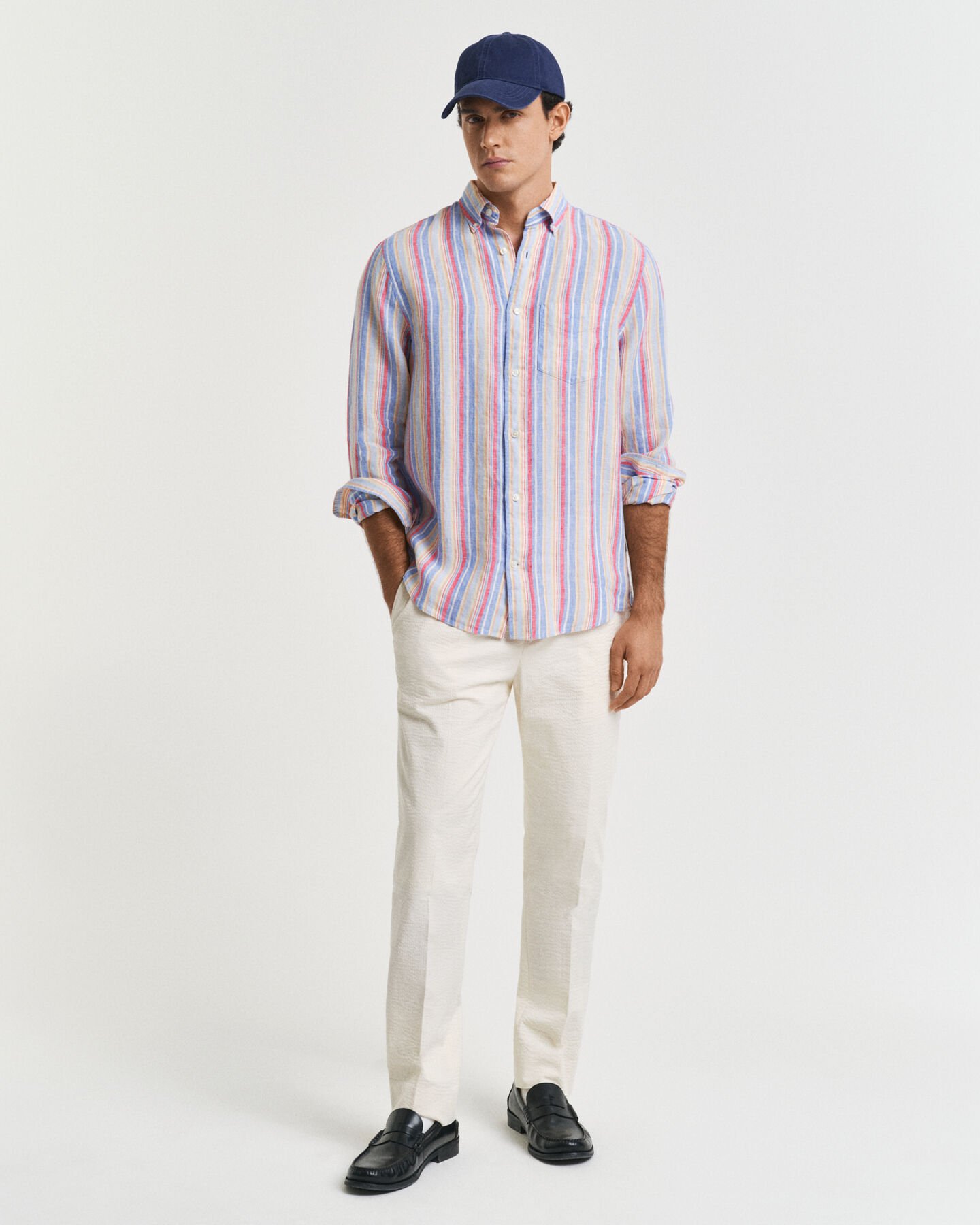 Pantaloni da abito in seersucker affusolati slim fit