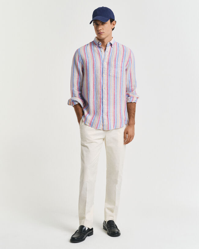 Pantaloni da abito in seersucker affusolati slim fit