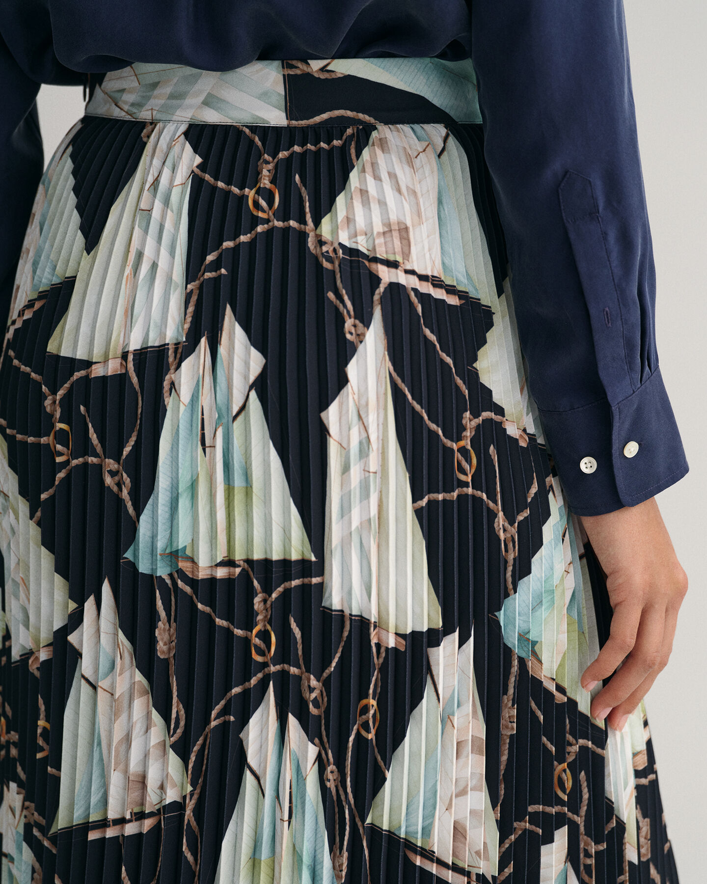 Gonna plissettata con stampa Sailing