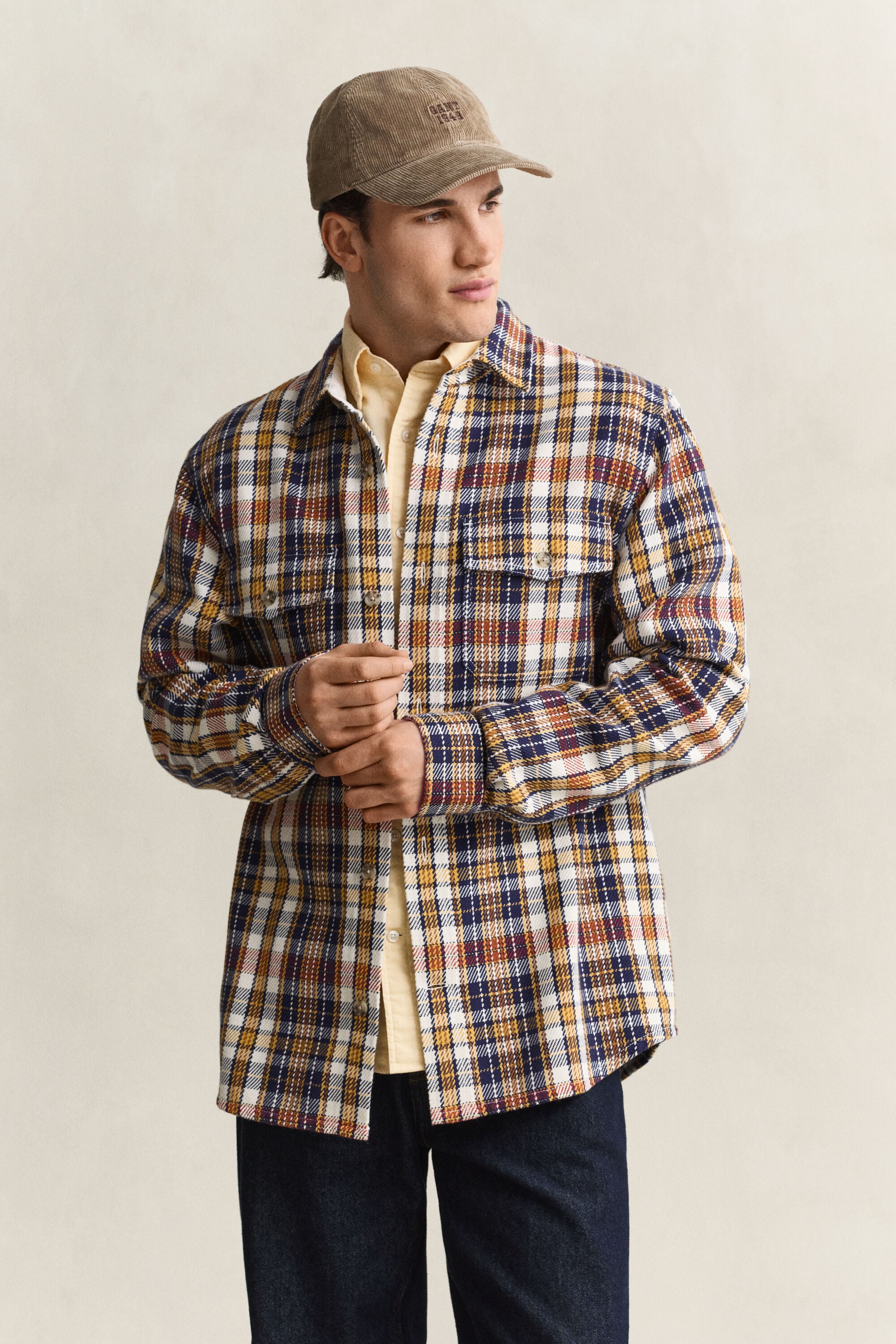 Camicia giacca a quadri in twill