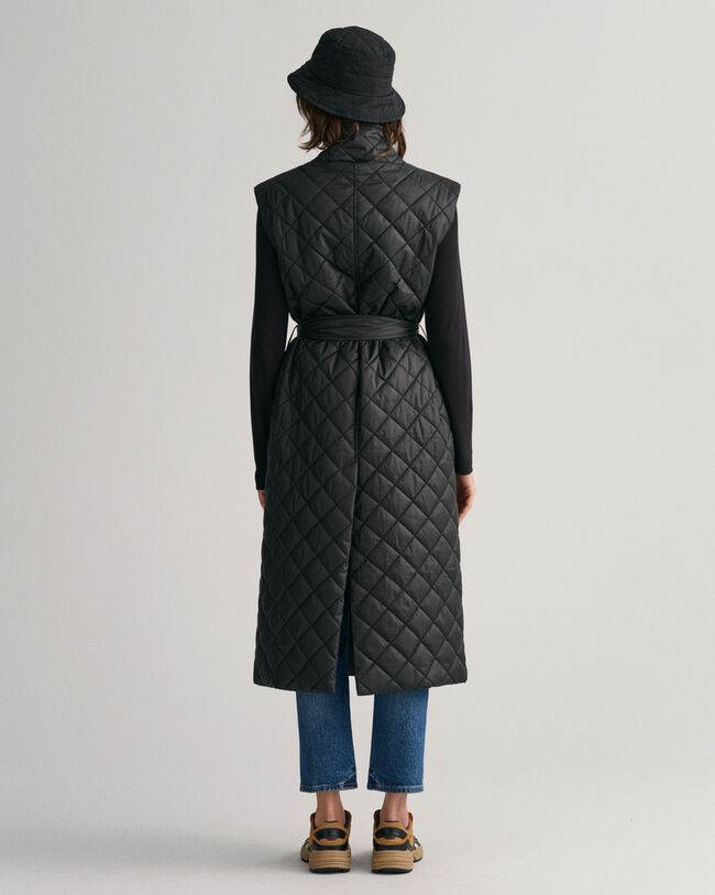 Piumino smanicato trapuntato lungo