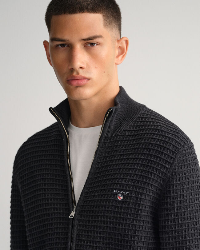 Maglia in cotone Texture con zip lunga