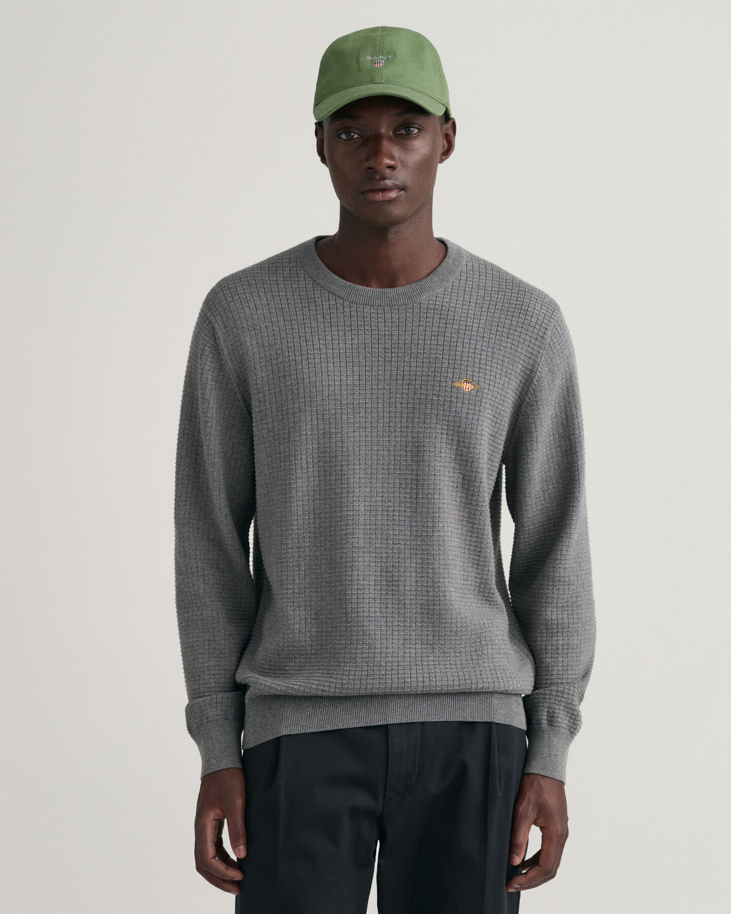 Maglia girocollo in cotone Texture