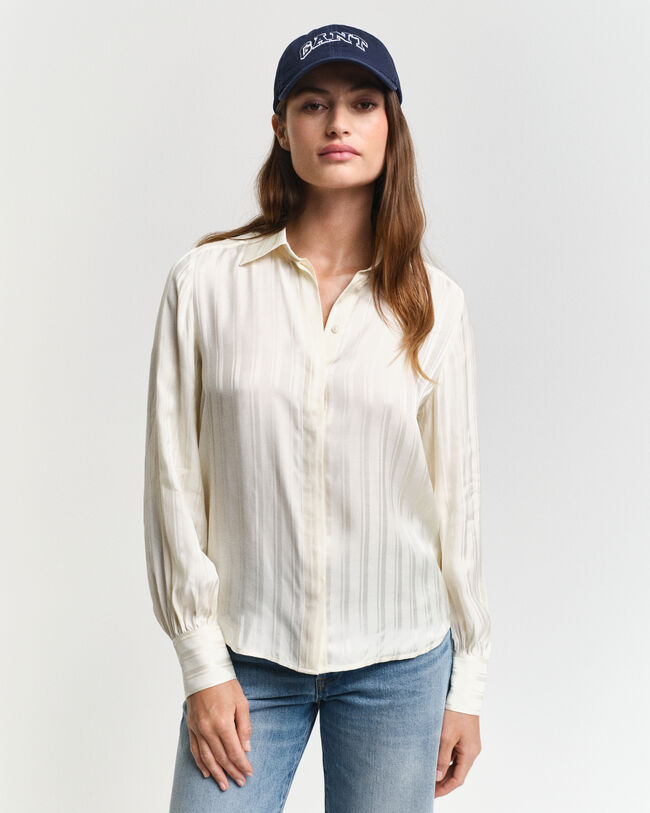 Camicia in raso a righe regular fit