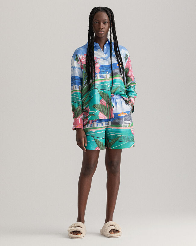 Pantaloncini Scenery Print con coulisse