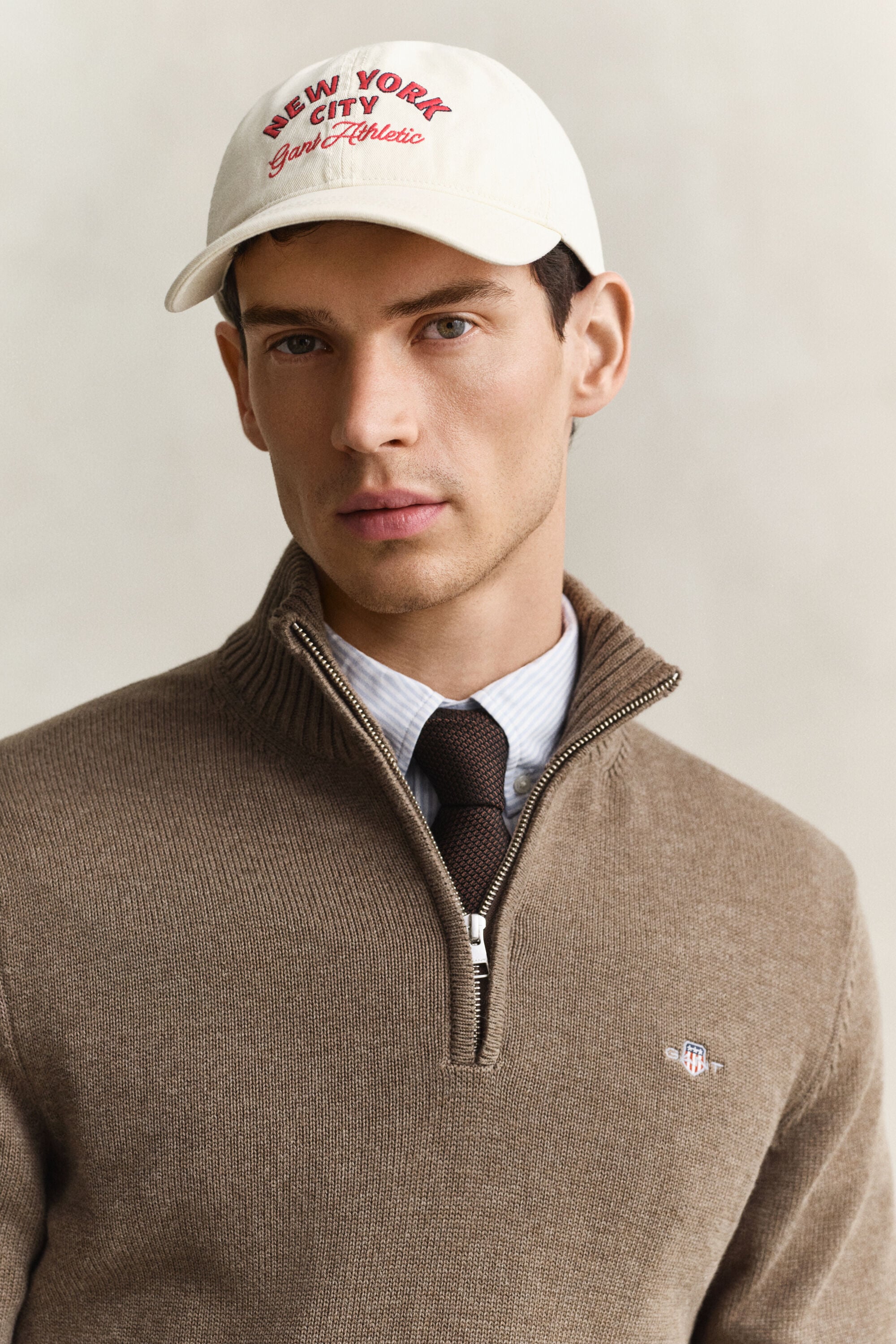 Maglia in cotone casual con zip corta