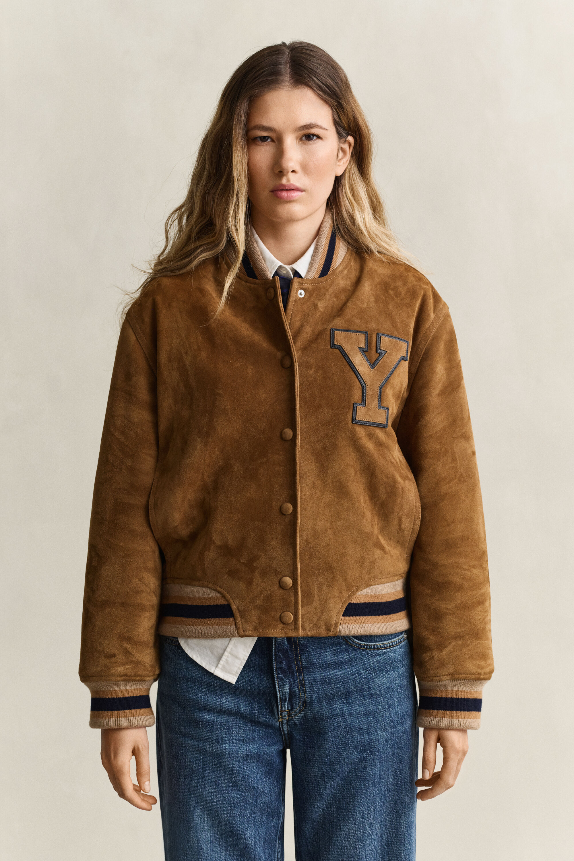 Gant x Yale Varsity Jacket in camoscio