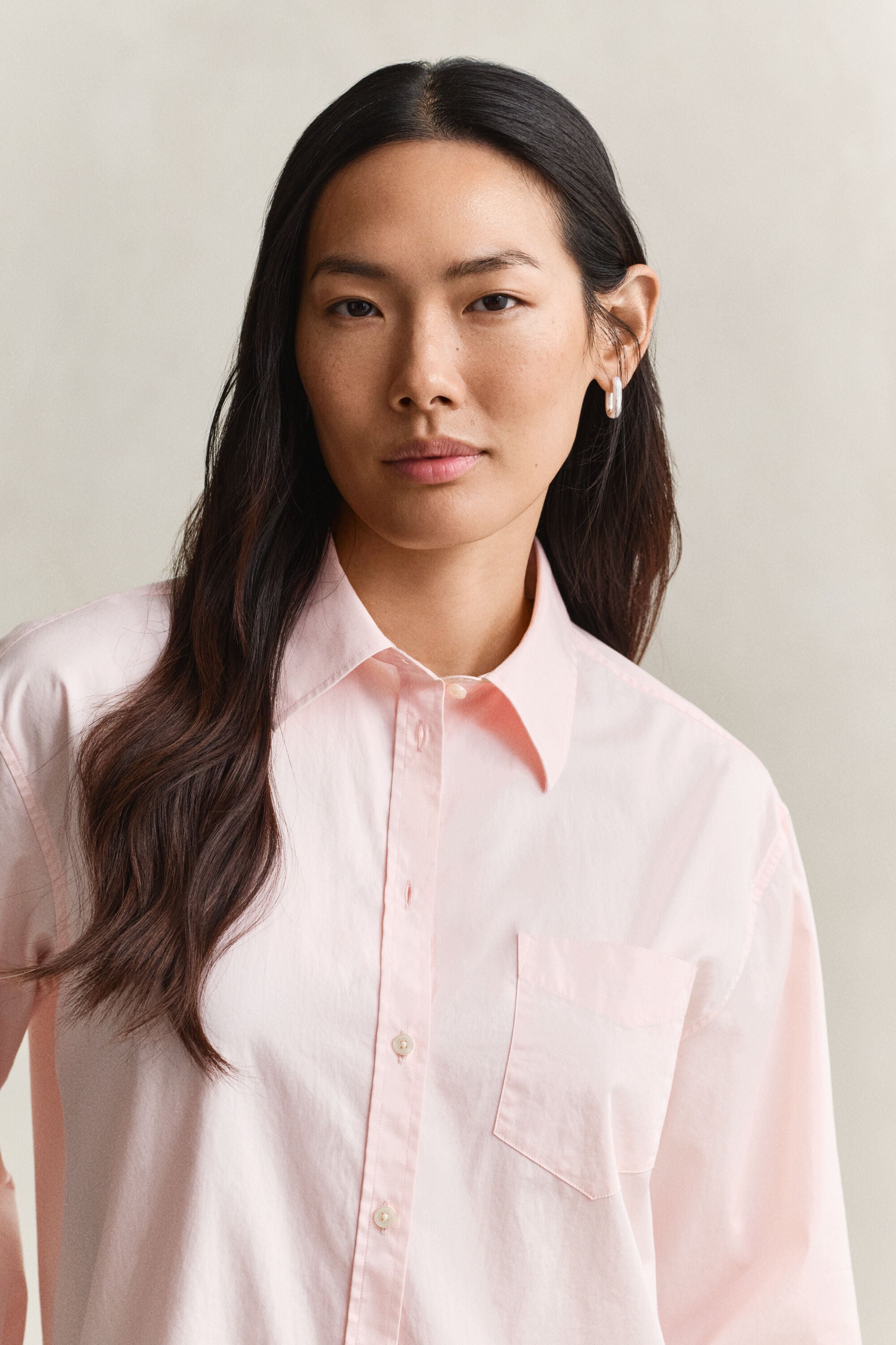 Camicia classica in popeline con maniche ampie