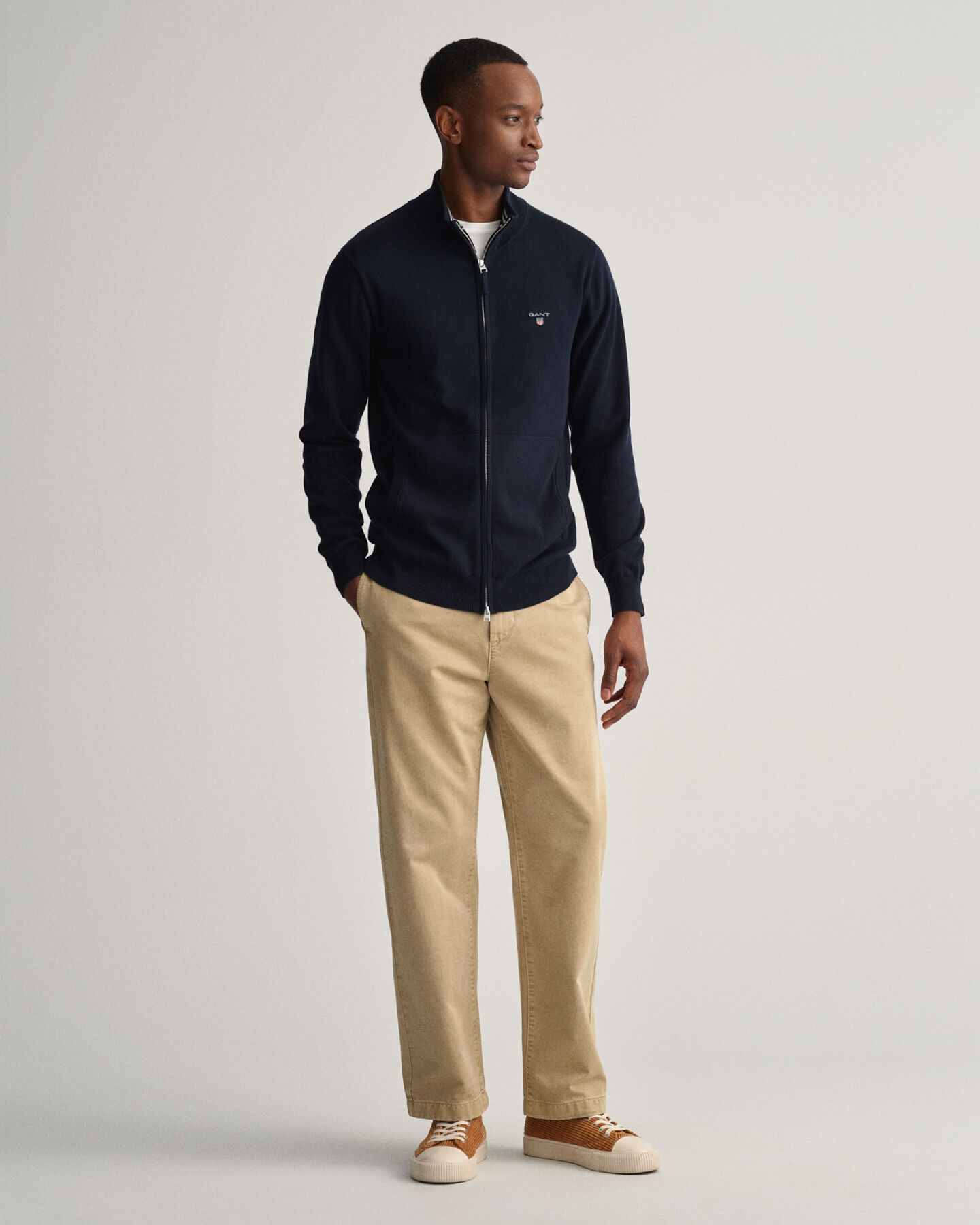 Cardigan Classic con zip in cotone