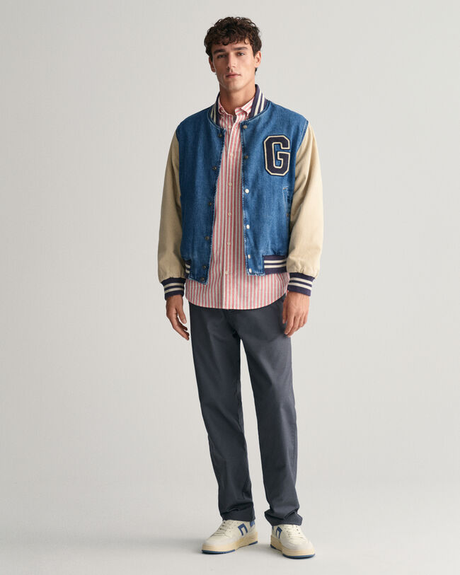 Camicia in misto cotone-lino a righe regular fit