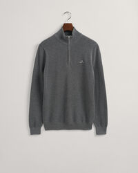 Maglia in piqu&eacute; di cotone con zip corta