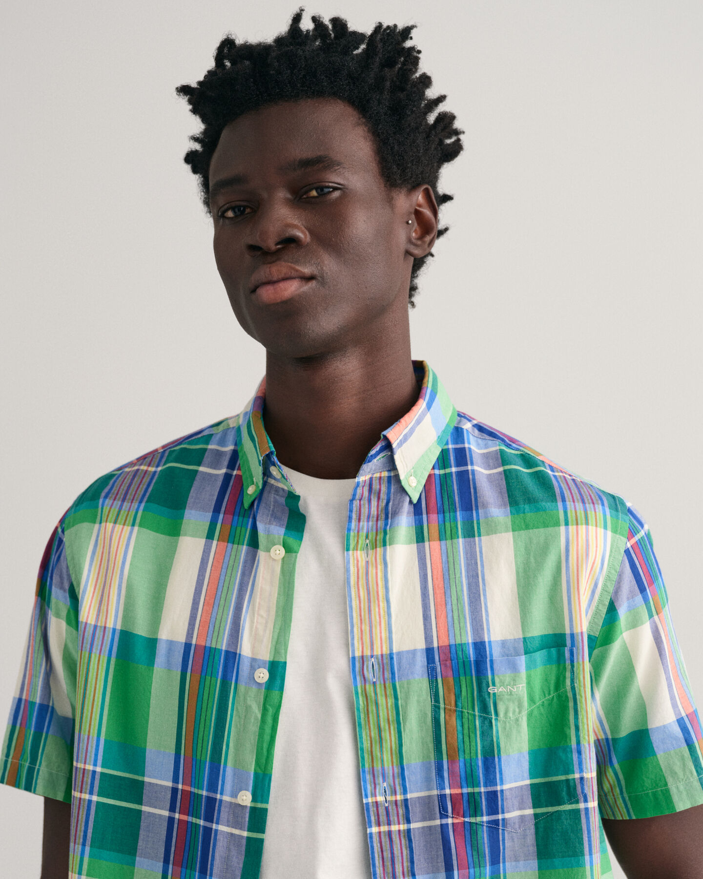 Camicia a maniche corte in madras regular fit