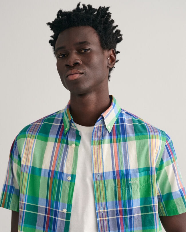 Camicia a maniche corte in madras regular fit