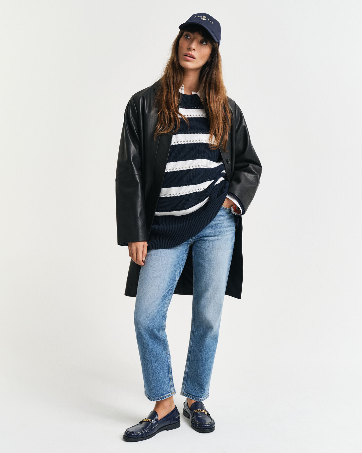 Maglia girocollo testurizzata a righe